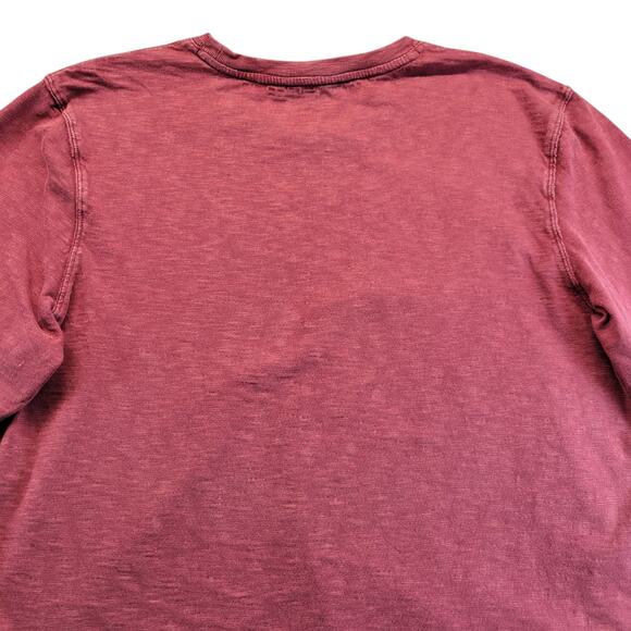 Frye and Co. Mens Burgundy Long Sleeve Thermal Shirt Large Patch Logo Clean - Picture 6 of 10
